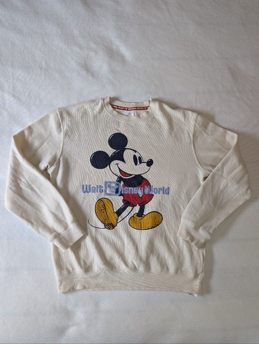 Disney Parks Walt Disney World Classic Mickey Mouse Crewneck Sweatshirt Cream